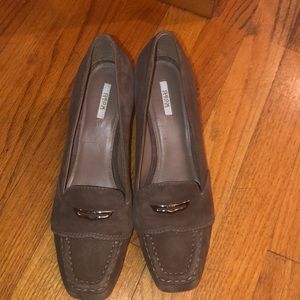 Grey suede Geox Respira pumps.